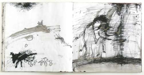 Skizzenbuch, Tine Holz, 1998 - vorerst 2003, Tusche, Tinte, Acryl auf Papier, 70 x 70,5 cm