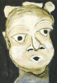 afrikanische Masken, Tine Holz, 1998, Ölkreide auf Papier, 70 x 100 cm
